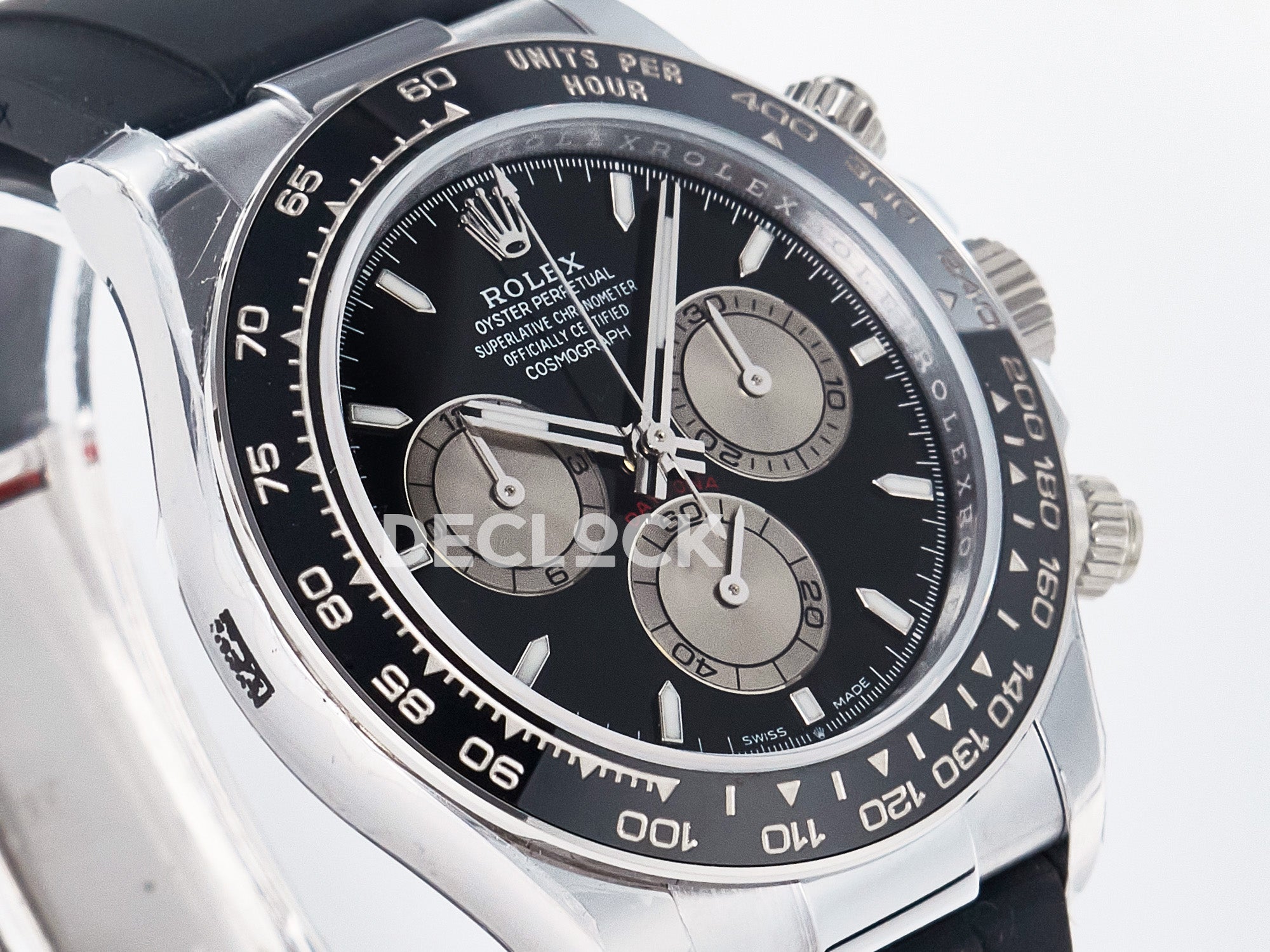 Daytona 126519 Black/Gray Dial in White Gold on Rubber Strap