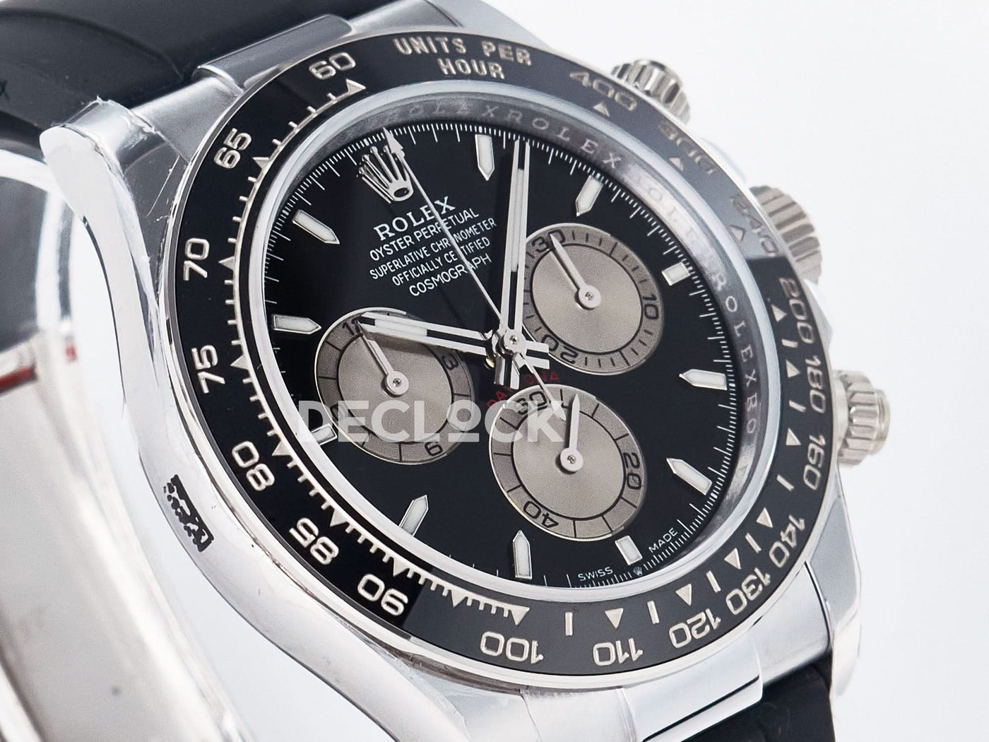 Daytona 126519 Black/Gray Dial in White Gold on Rubber Strap