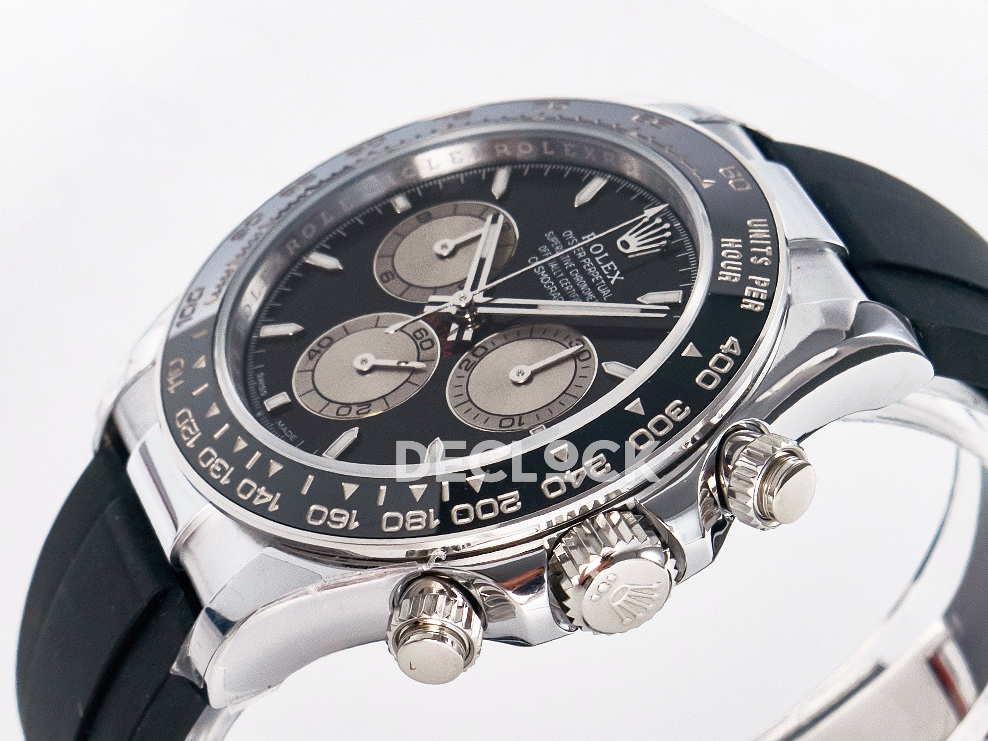 Daytona 126519 Black/Gray Dial in White Gold on Rubber Strap