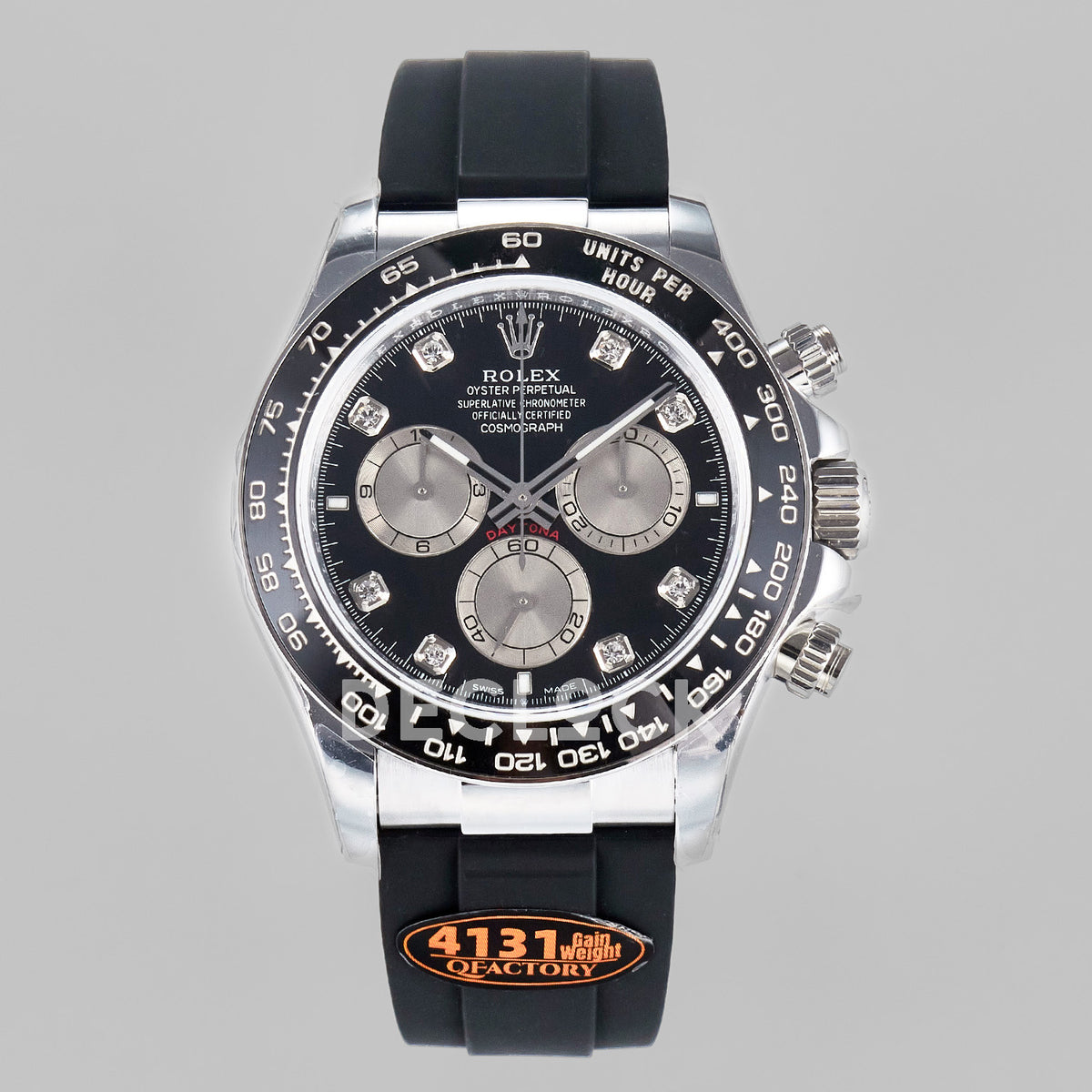 Replica Rolex Daytona 126519 QF 1:1 Best Edition Black/Silver Diamonds Dial on Oysterflex Strap SH4131 V6（Gain Weight）