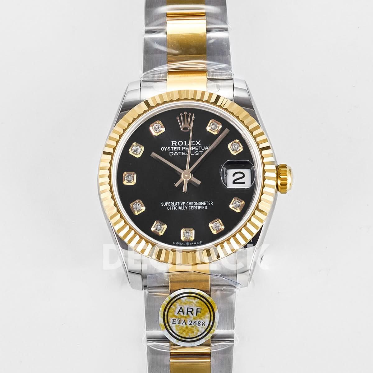 Replica Rolex DateJust 31 278271 ARF 1:1 Best Edition 904L Black Diamonds Dial on SS/RG Oyster Bracelet ETA 2688 |  Declock.