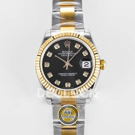 Replica Rolex DateJust 31 278271 ARF 1:1 Best Edition 904L Black Diamonds Dial on SS/RG Oyster Bracelet ETA 2688 |  Declock.