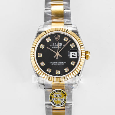 DateJust 31 278271 ARF 1:1 Best Edition 904L Black Diamonds Dial on SS/RG Oyster Bracelet ETA 2688