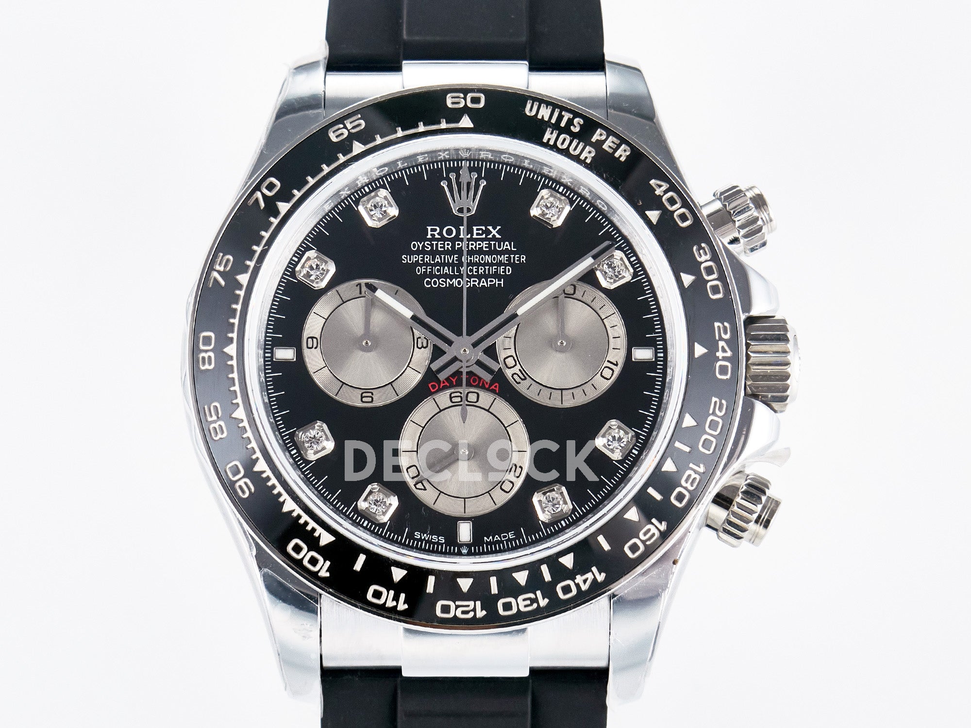 Replica Rolex Daytona 126519 QF 1:1 Best Edition Black/Silver Diamonds Dial on Oysterflex Strap SH4131 V6（Gain Weight）