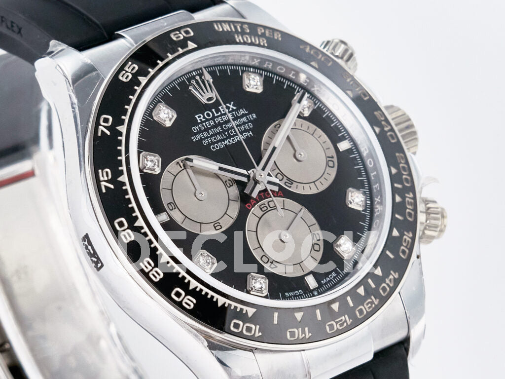 Replica Rolex Daytona 126519 QF 1:1 Best Edition Black/Silver Diamonds Dial on Oysterflex Strap SH4131 V6（Gain Weight）