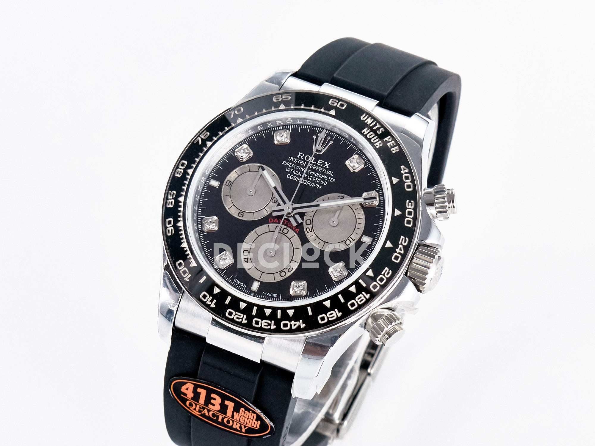 Replica Rolex Daytona 126519 QF 1:1 Best Edition Black/Silver Diamonds Dial on Oysterflex Strap SH4131 V6（Gain Weight）