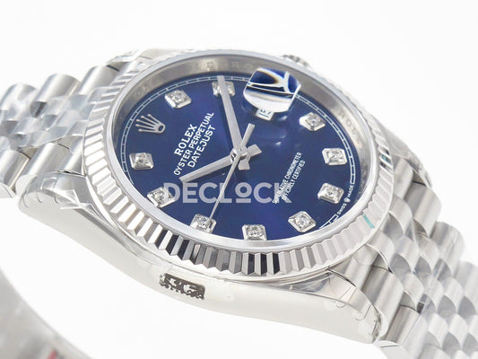 Replica Rolex DateJust 36 SS 116234 VSF 1:1 Best Edition 904L Steel Blue Diamonds Dial on Jubilee Bracelet VS3235 |  Declock.