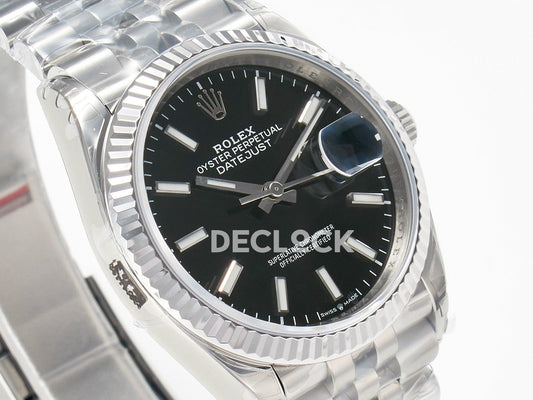 Replica Rolex DateJust 36 SS 116234 VSF 1:1 Best Edition 904L Steel Black Dial on Jubilee Bracelet VS3235 | Declock.