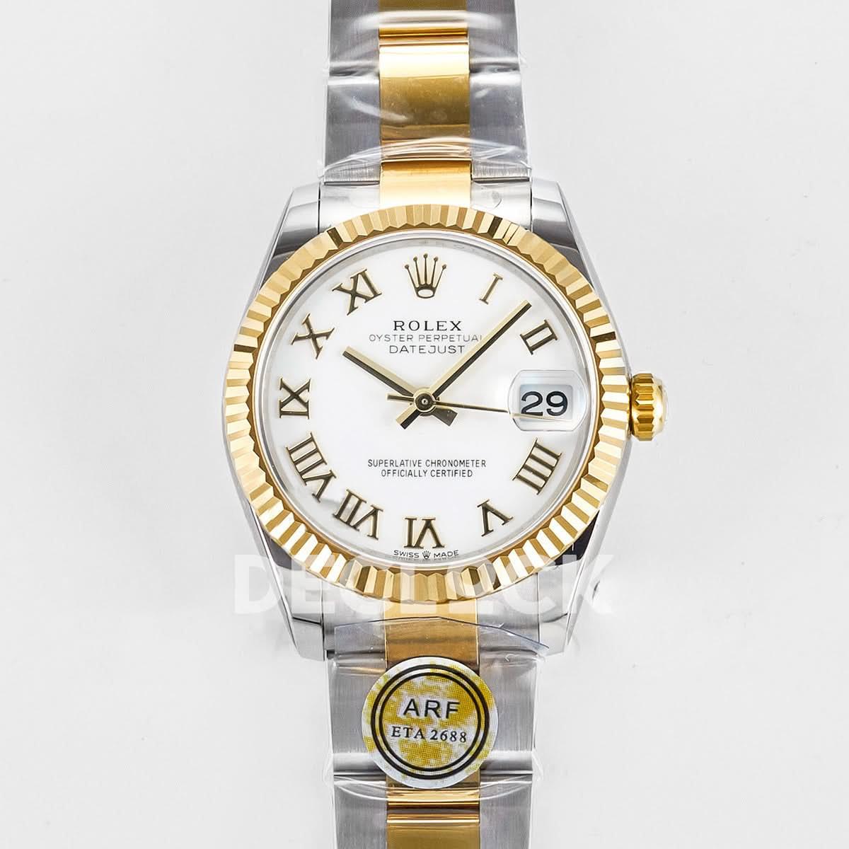 Replica Rolex DateJust 31 278383 ARF 1:1 Best Edition 904L White Roman Dial on SS/RG Oyster Bracelet ETA 2688 |  Declock.