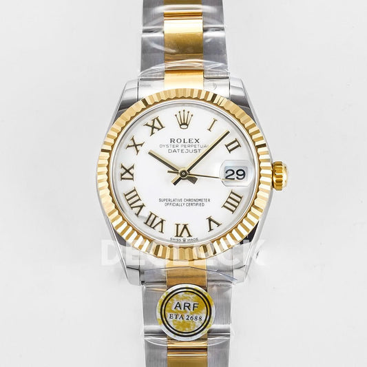 Replica Rolex DateJust 31 278383 ARF 1:1 Best Edition 904L White Roman Dial on SS/RG Oyster Bracelet ETA 2688 |  Declock.