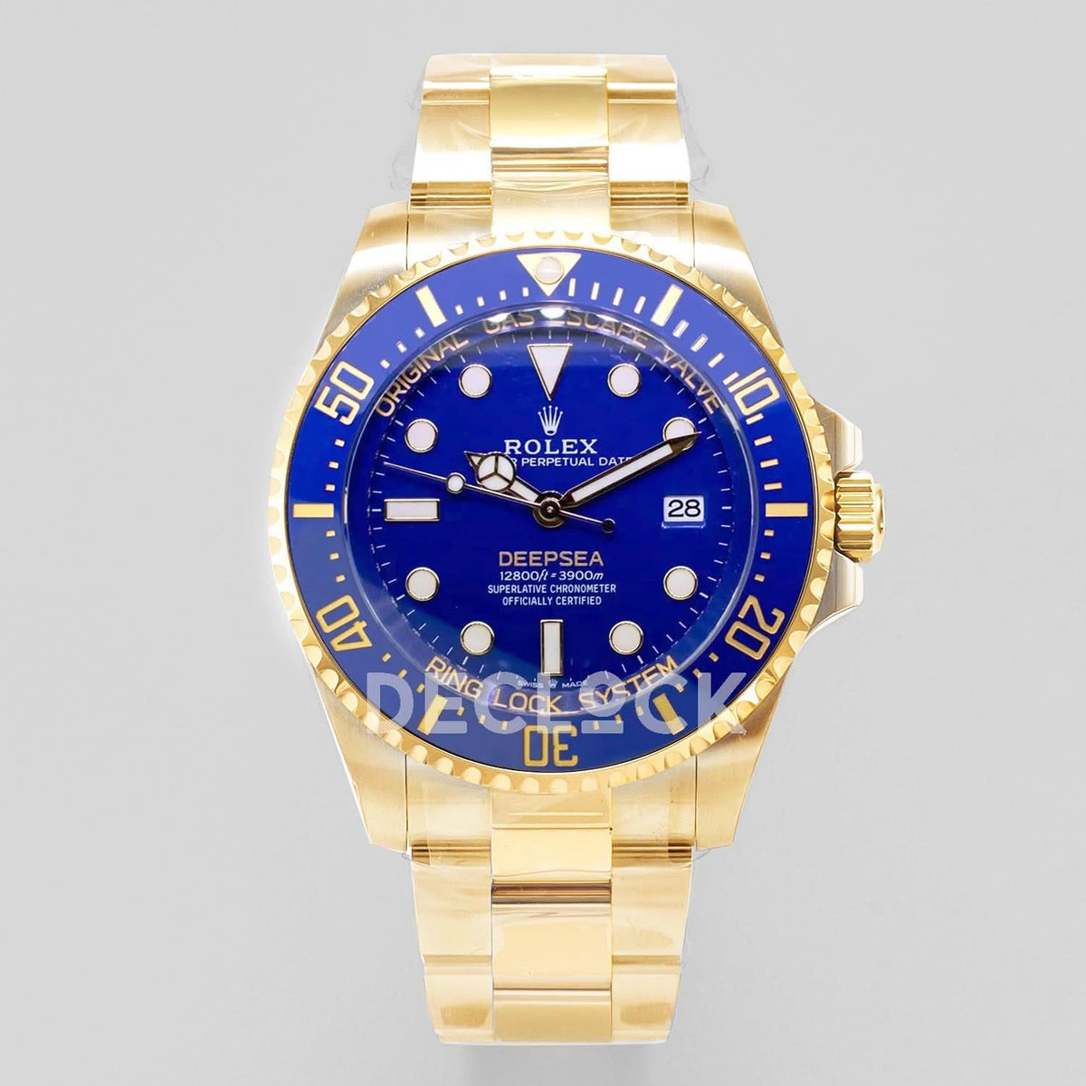 Replica Rolex Sea-Dweller Deepsea 136668LB Yellow Gold Blue Dial & Blue Bezel |  Declock.