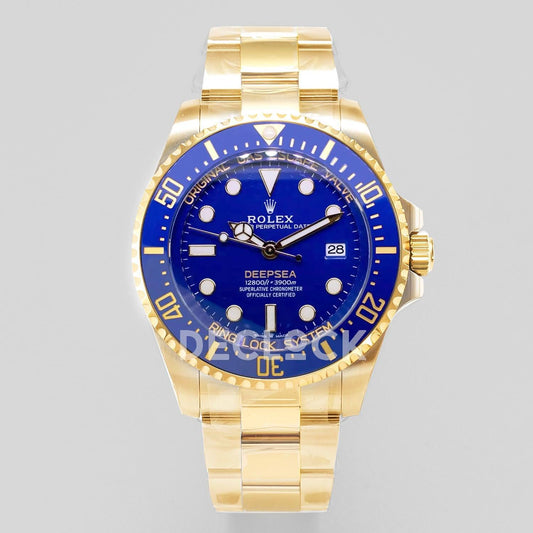 Replica Rolex Sea-Dweller Deepsea 136668LB Yellow Gold Blue Dial & Blue Bezel |  Declock.