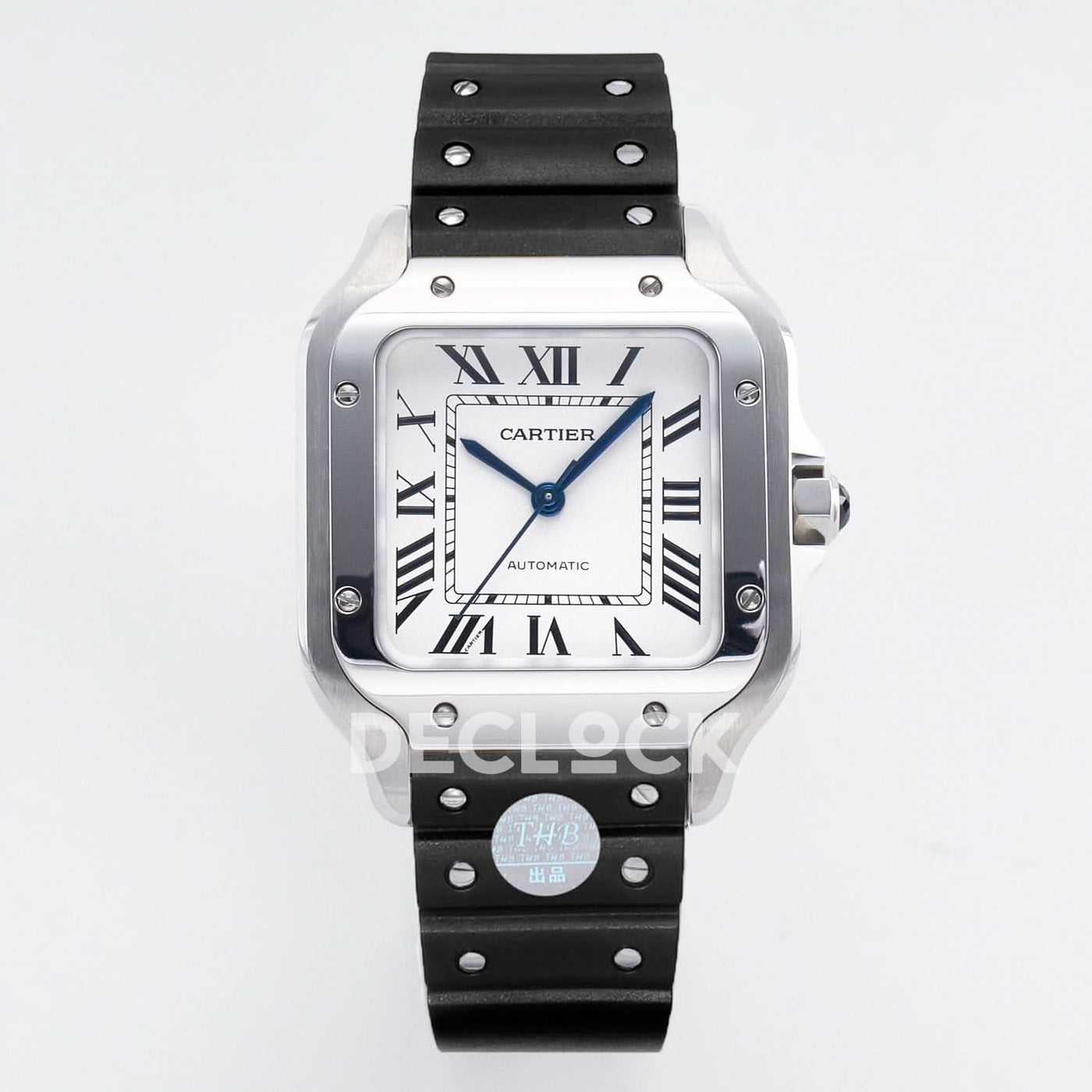 Santos de Cartier Skeleton 40mm SS Black Strap