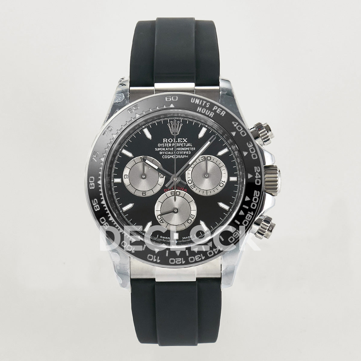 Daytona 126519 Black/Gray Dial in White Gold on Rubber Strap