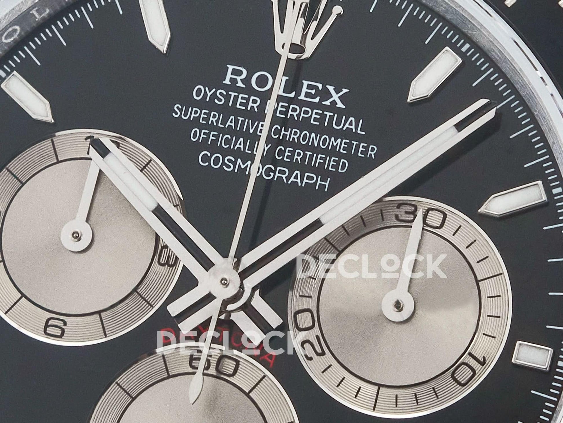 Replica Rolex Daytona 126519 Black/Gray Dial in White Gold on Rubber Strap |  Declock.