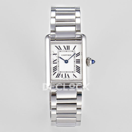 Replica Cartier Tank Must SS 33.7mm White Dial on SS Bracelet | Declock.