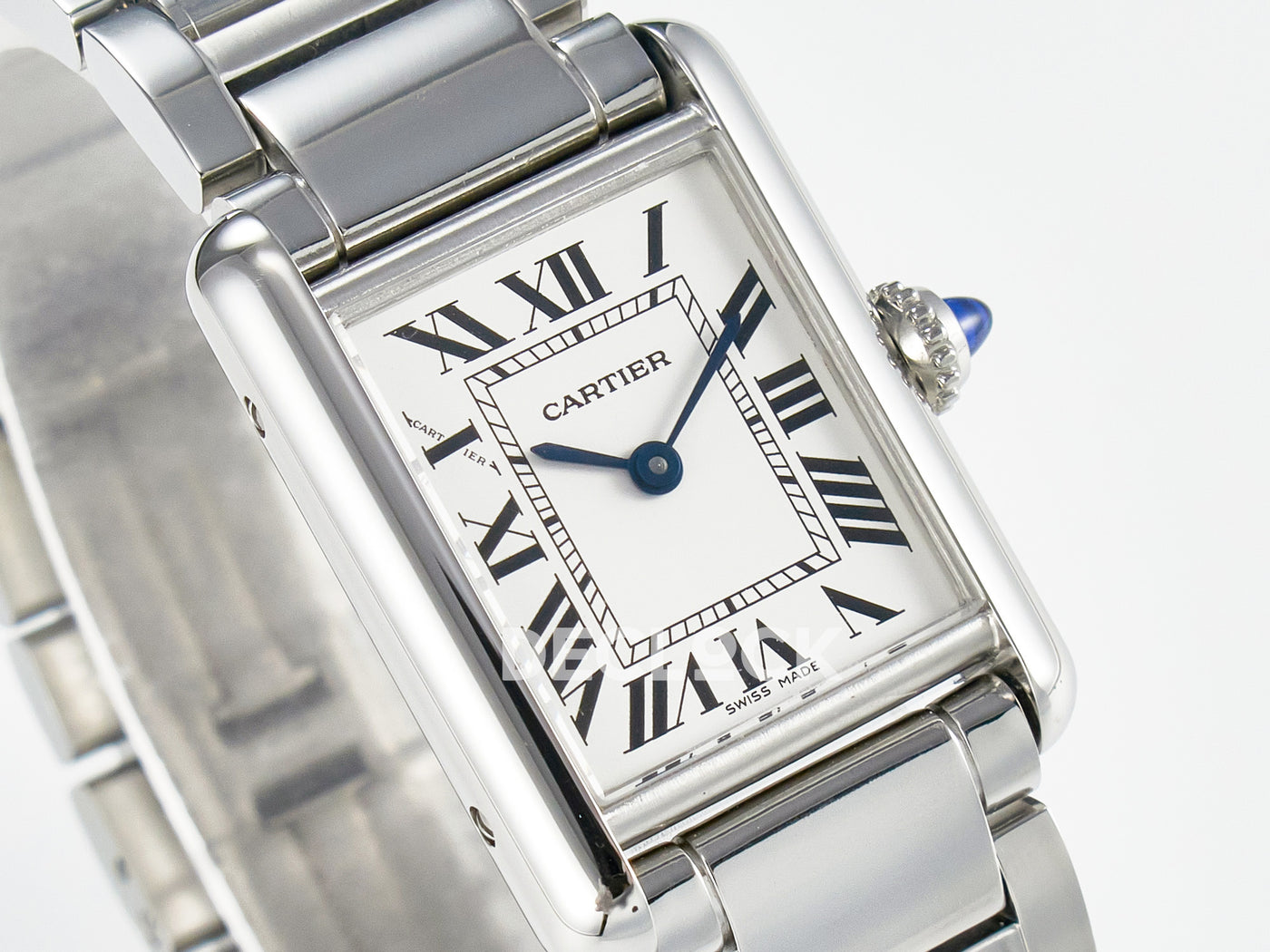 Tank Must SS 33.7mm White Dial on SS Bracelet