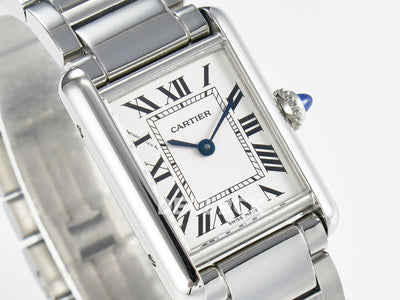 Tank Must SS 33.7mm White Dial on SS Bracelet