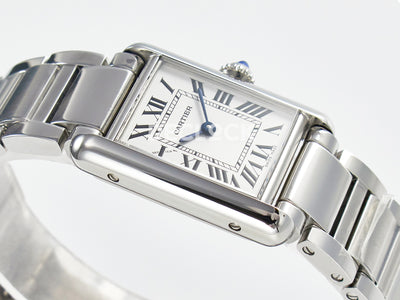 Tank Must SS 33.7mm White Dial on SS Bracelet