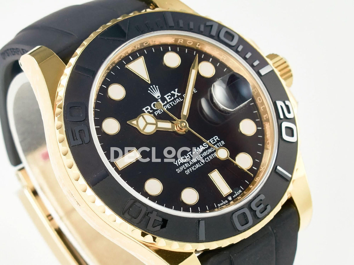 Replica Rolex Yacht-Master 226658 Clean 1:1 YG on Oysterflex Strap |  Declock.