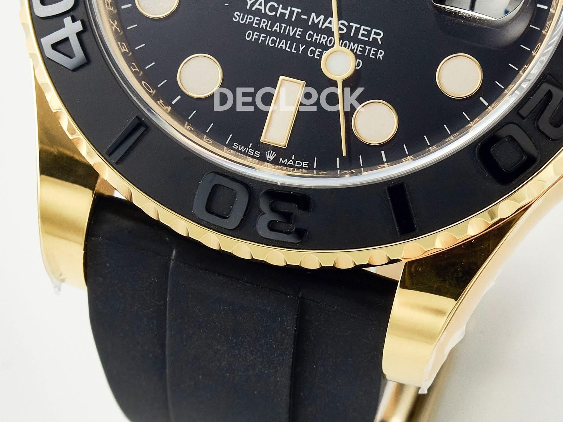 Replica Rolex Yacht-Master 226658 Clean 1:1 YG on Oysterflex Strap |  Declock.