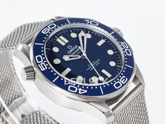 Replica Declock Seamaster Diver 300M James Bond 007 60th Anniversary Blue Dial on Mesh Bracelet |  Declock.