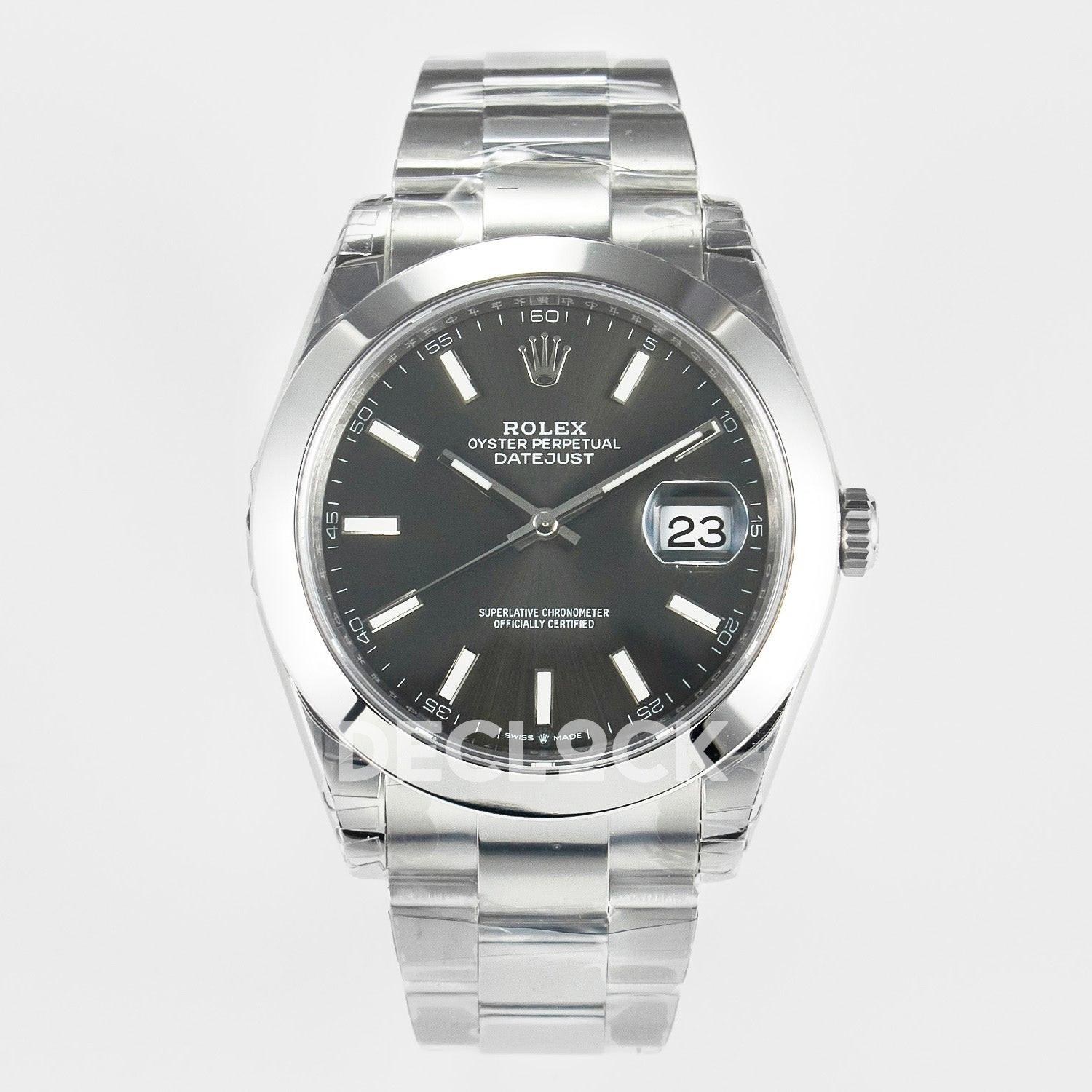 Replica Rolex DateJust 41 126334 904L SS VSF 1:1 Best Edition Gray Dial on Oyster Bracelet VS3235 |  Declock.