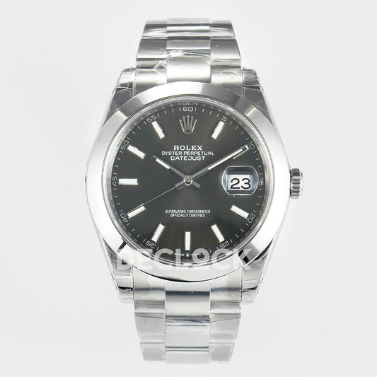 Replica Rolex DateJust 41 126334 904L SS VSF 1:1 Best Edition Gray Dial on Oyster Bracelet VS3235 |  Declock.