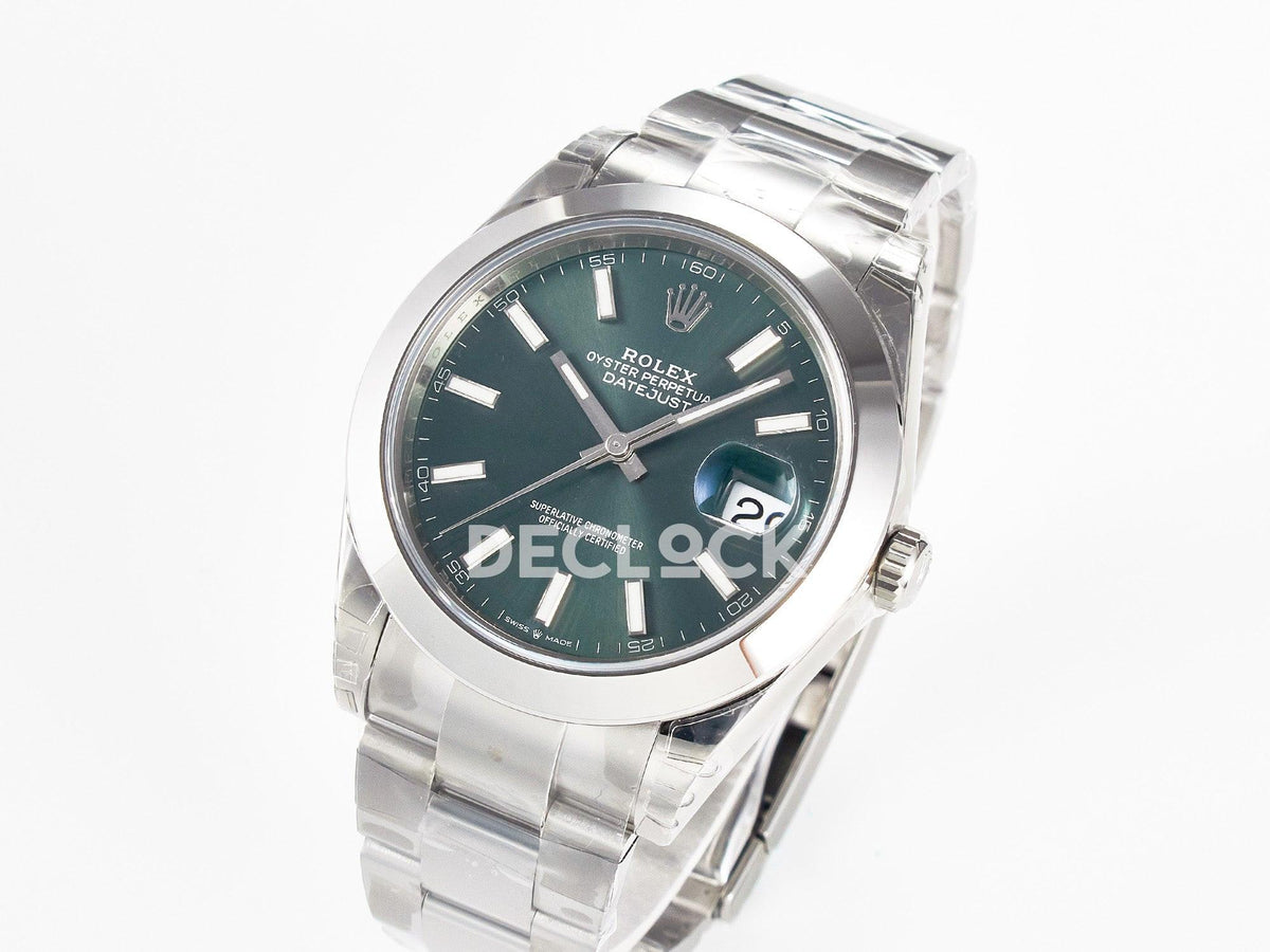 Replica Rolex DateJust 41 126330 904L SS VSF 1:1 Best Edition Green Dial on Oyster Bracelet VS3235 |  Declock.