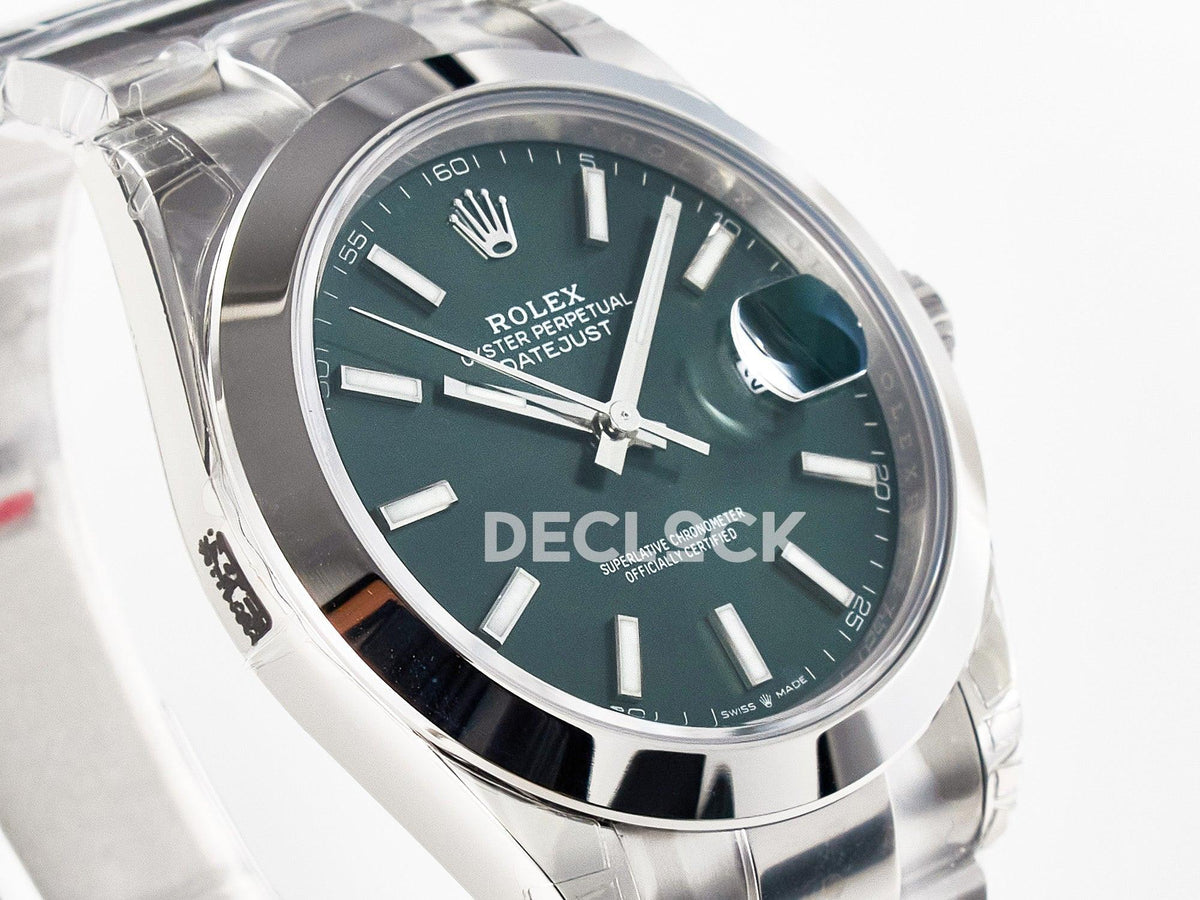 Replica Rolex DateJust 41 126330 904L SS VSF 1:1 Best Edition Green Dial on Oyster Bracelet VS3235 |  Declock.