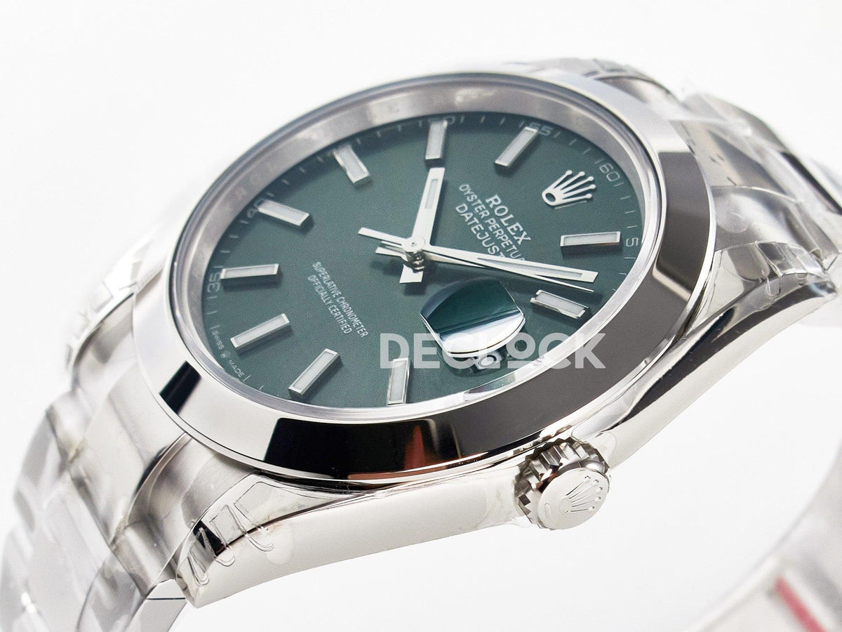 Replica Rolex DateJust 41 126330 904L SS VSF 1:1 Best Edition Green Dial on Oyster Bracelet VS3235 |  Declock.