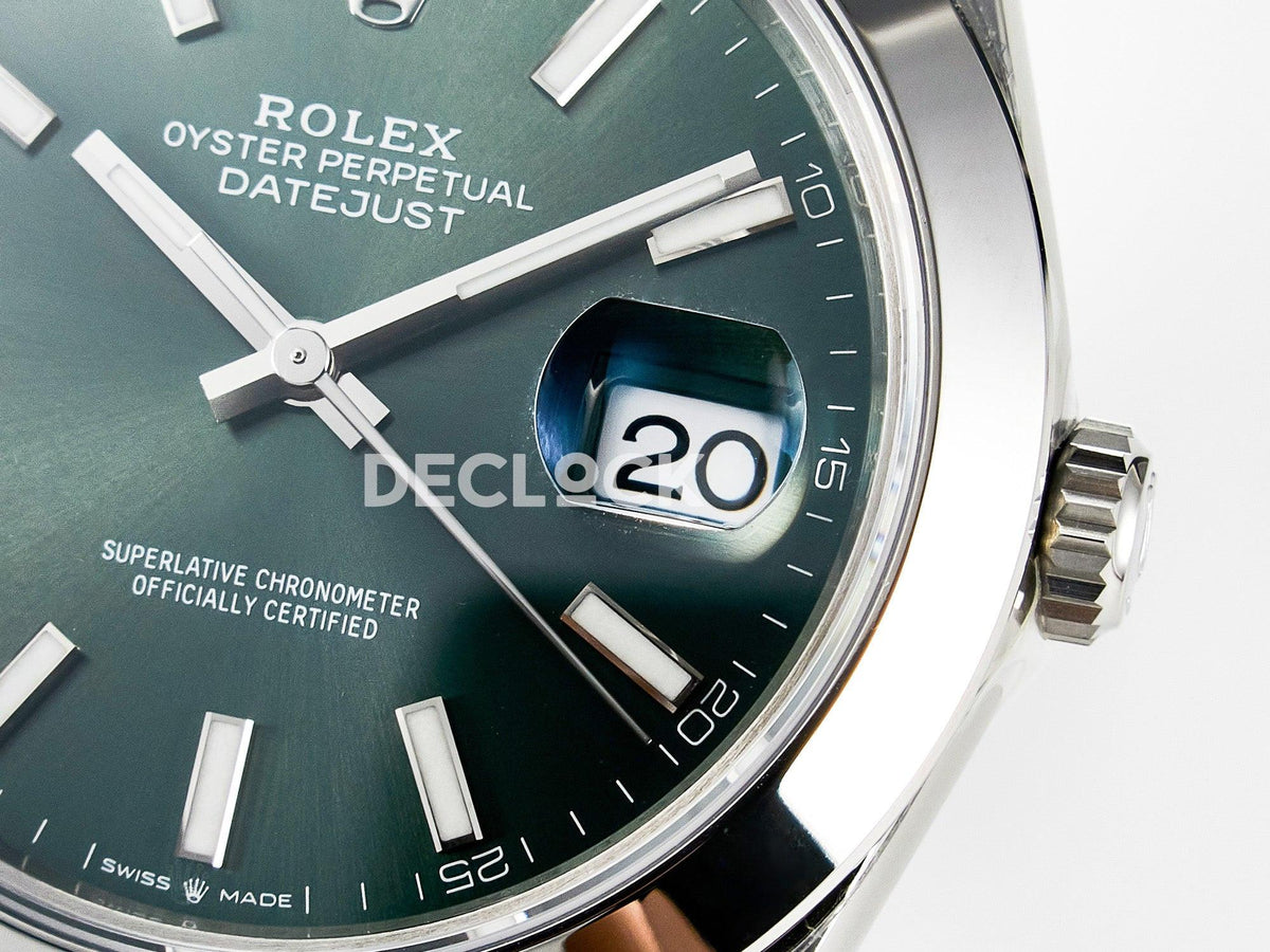 Replica Rolex DateJust 41 126330 904L SS VSF 1:1 Best Edition Green Dial on Oyster Bracelet VS3235 |  Declock.