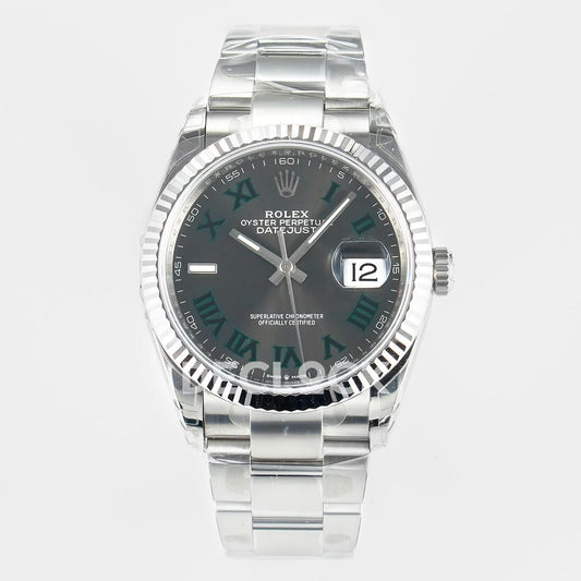 Replica Rolex DateJust 36 SS 116234 VSF 1:1 Best Edition 904L Steel Gray Green Roman Dial on oyster Bracelet VS3235 |  Declock.