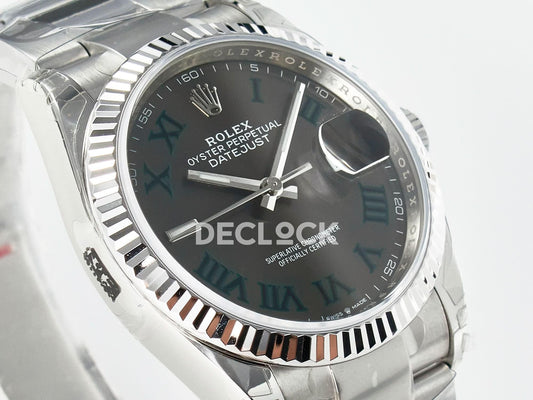Replica Rolex DateJust 36 SS 116234 VSF 1:1 Best Edition 904L Steel Gray Green Roman Dial on oyster Bracelet VS3235 |  Declock.