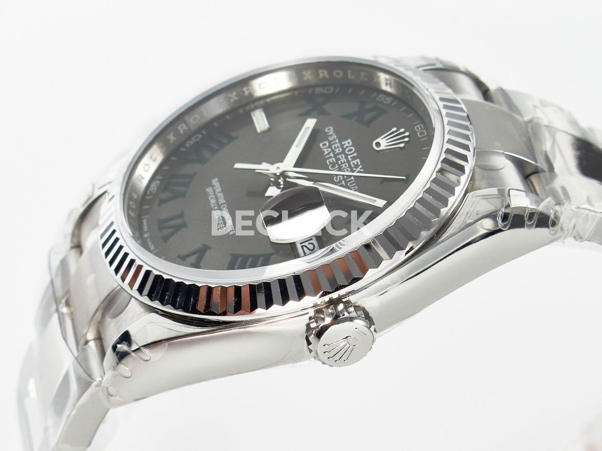 Replica Rolex DateJust 36 SS 116234 VSF 1:1 Best Edition 904L Steel Gray Green Roman Dial on oyster Bracelet VS3235 |  Declock.
