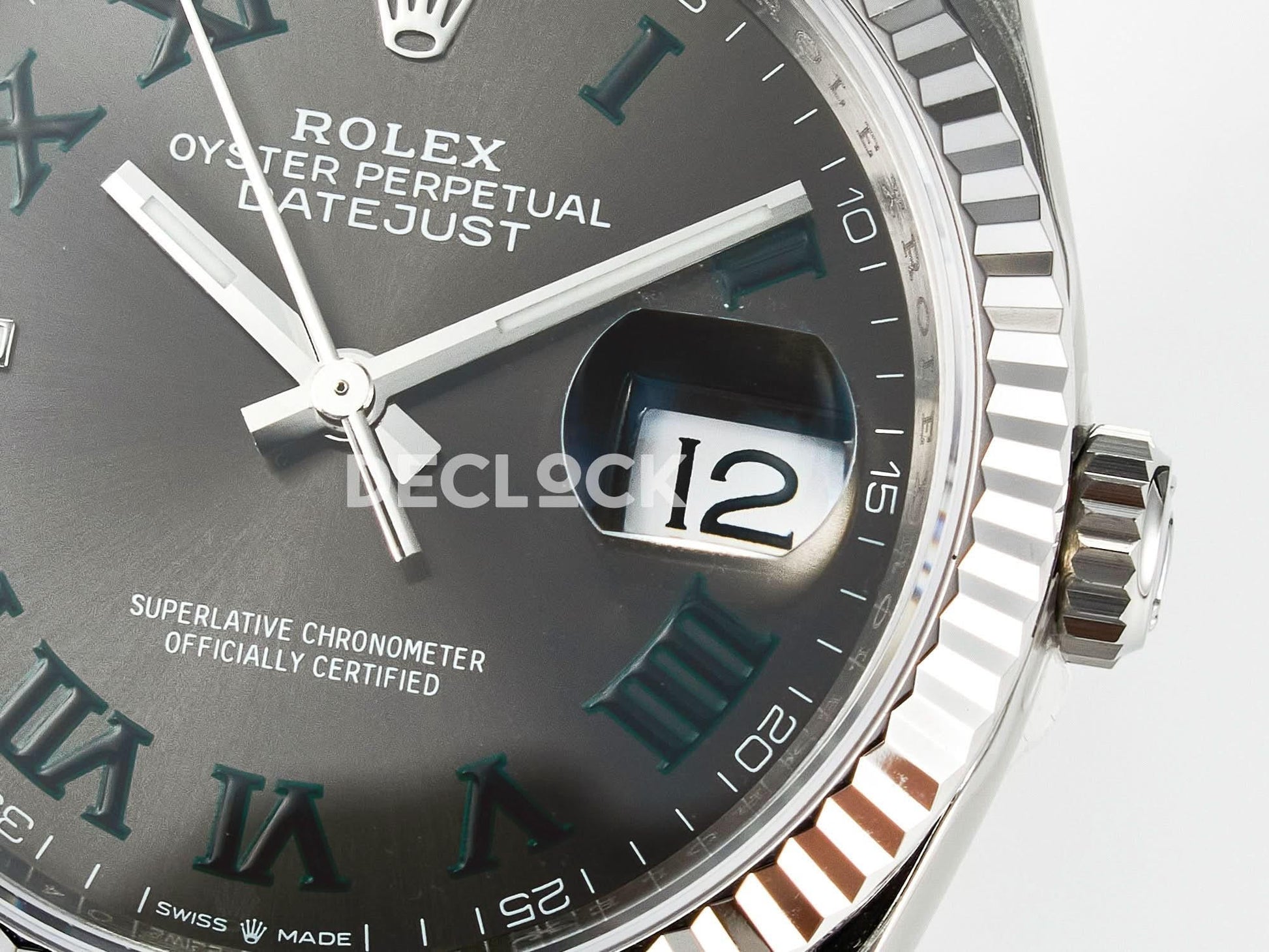 Replica Rolex DateJust 36 SS 116234 VSF 1:1 Best Edition 904L Steel Gray Green Roman Dial on oyster Bracelet VS3235 |  Declock.