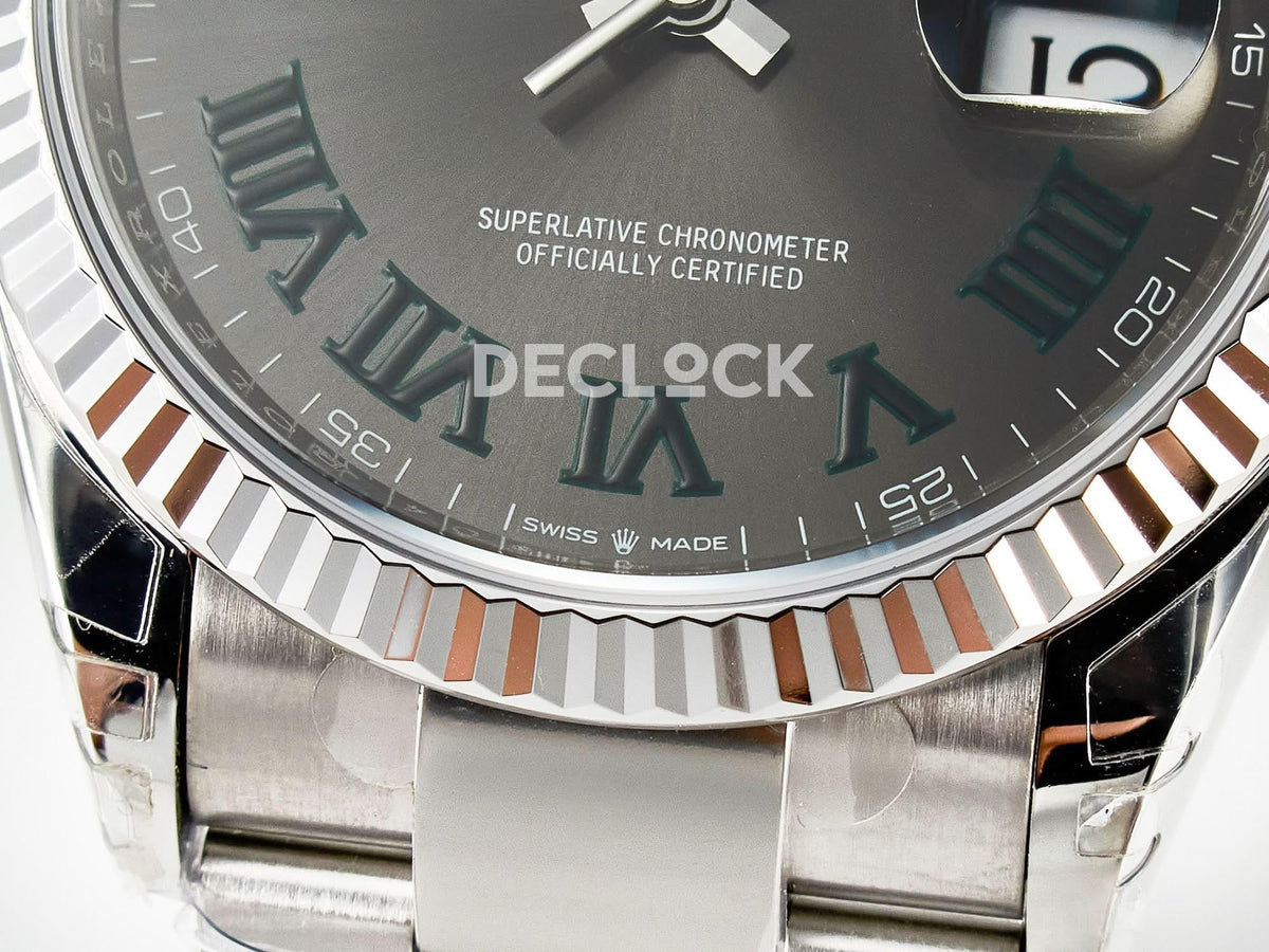 Replica Rolex DateJust 36 SS 116234 VSF 1:1 Best Edition 904L Steel Gray Green Roman Dial on oyster Bracelet VS3235 |  Declock.