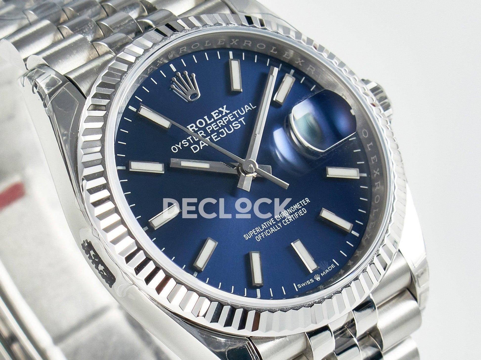 Replica Rolex DateJust 36 126234 904L SS VSF 1:1 Best Edition Blue Dial on Jubilee Bracelet VS3235 |  Declock.