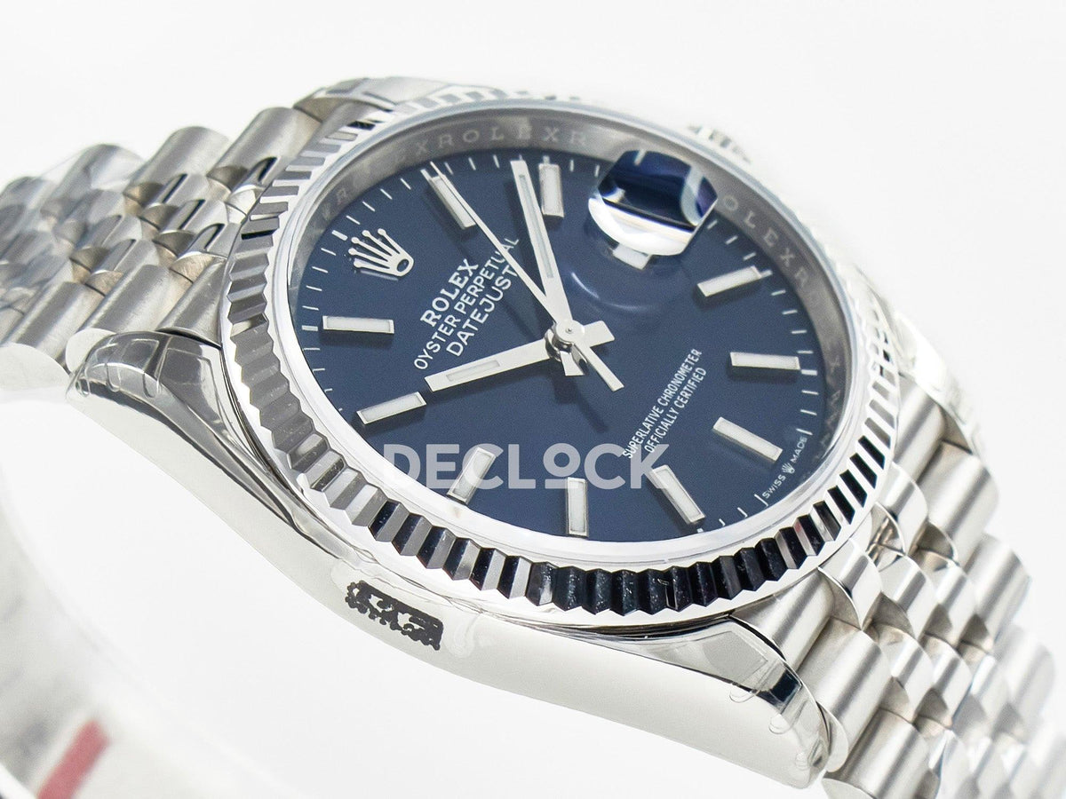 Replica Rolex DateJust 36 126234 904L SS VSF 1:1 Best Edition Blue Dial on Jubilee Bracelet VS3235 |  Declock.