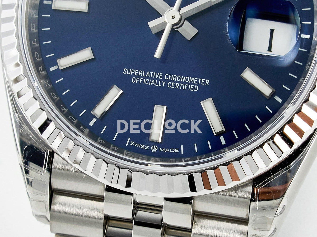 Replica Rolex DateJust 36 126234 904L SS VSF 1:1 Best Edition Blue Dial on Jubilee Bracelet VS3235 |  Declock.