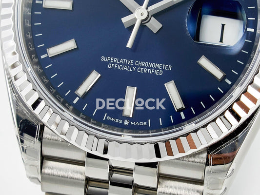 Replica Rolex DateJust 36 126234 904L SS VSF 1:1 Best Edition Blue Dial on Jubilee Bracelet VS3235 |  Declock.