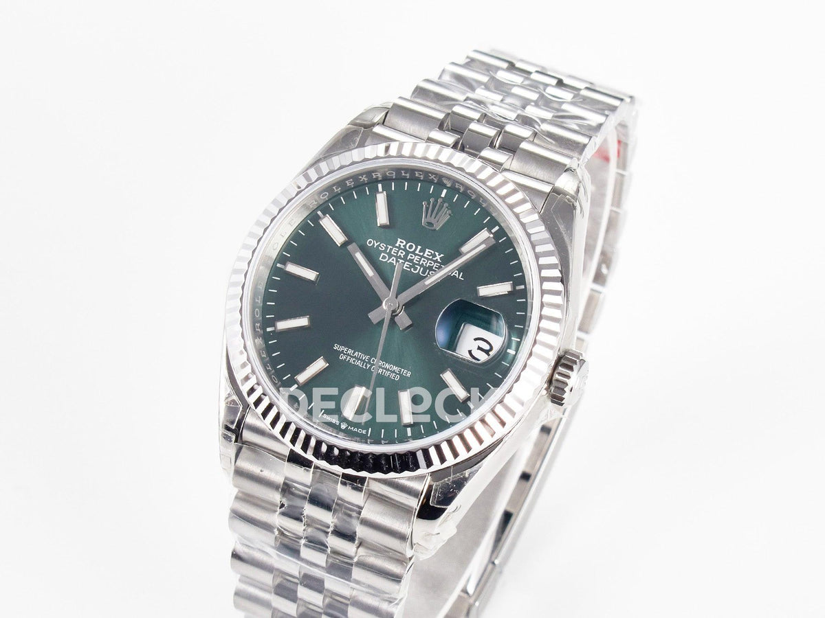 Superclone Rolex DateJust 36 126200 904L SS VSF 1:1 Best Edition Green Dial on Jubilee Bracelet VS3235 |  Declock.