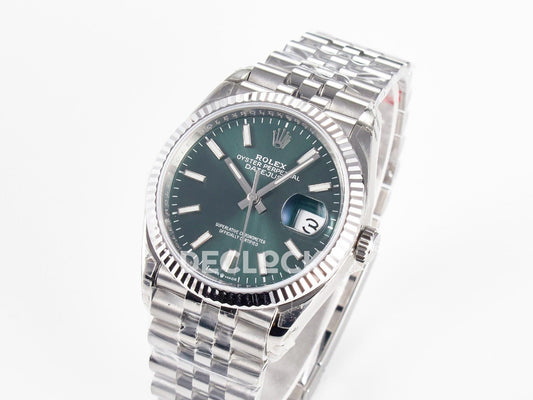 Superclone Rolex DateJust 36 126200 904L SS VSF 1:1 Best Edition Green Dial on Jubilee Bracelet VS3235 |  Declock.