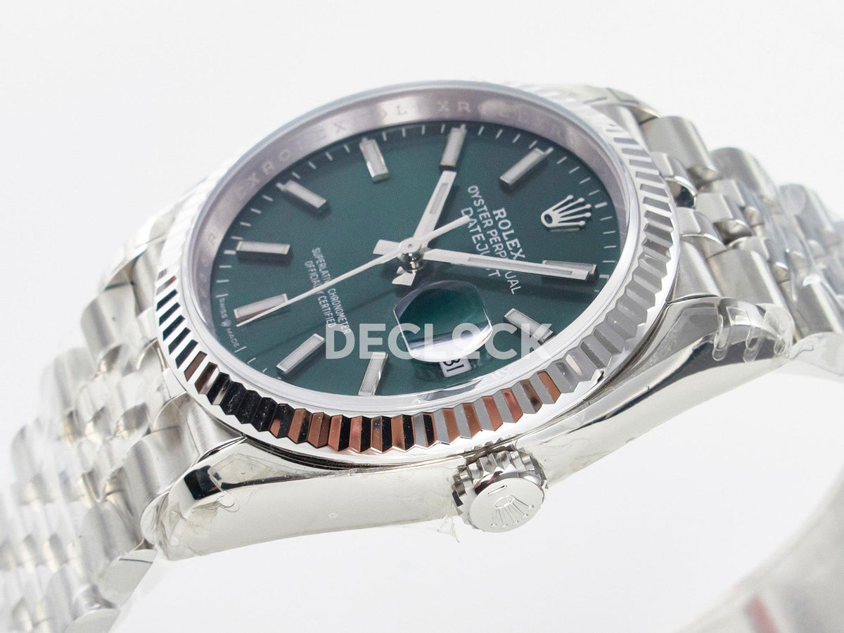 Superclone Rolex DateJust 36 126200 904L SS VSF 1:1 Best Edition Green Dial on Jubilee Bracelet VS3235 |  Declock.