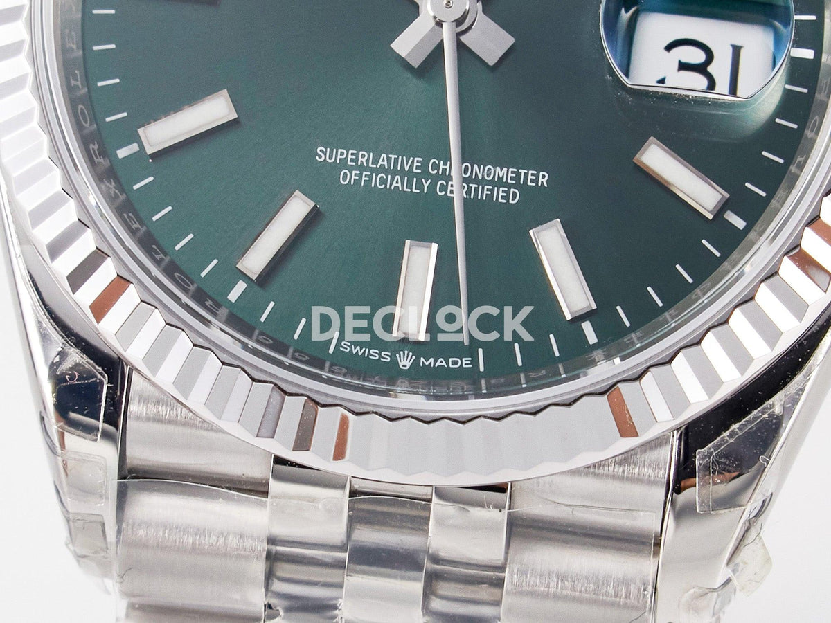 Superclone Rolex DateJust 36 126200 904L SS VSF 1:1 Best Edition Green Dial on Jubilee Bracelet VS3235 |  Declock.