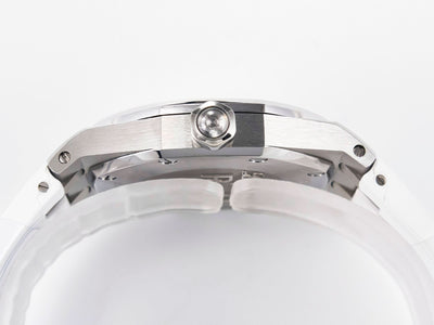 Royal Oak Offshore Ladies 33mm SS DRF Best Edition White Dial Diamonds Bezel on White Rubber Strap