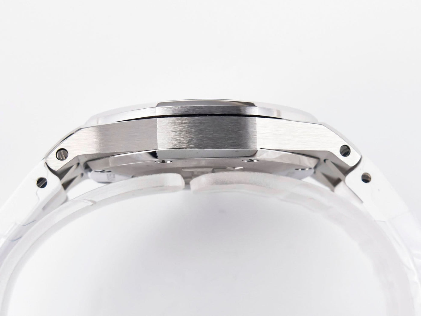 Royal Oak Offshore Ladies 33mm SS DRF Best Edition White Dial Diamonds Bezel on White Rubber Strap