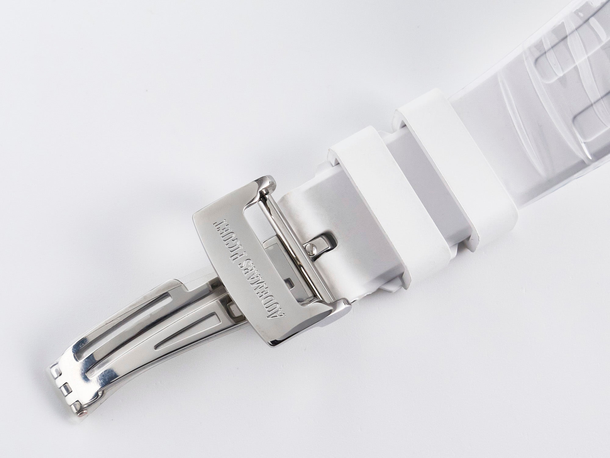 Royal Oak Offshore Ladies 33mm SS DRF Best Edition White Dial Diamonds Bezel on White Rubber Strap