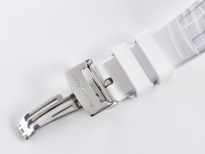 Royal Oak Offshore Ladies 33mm SS DRF Best Edition White Dial Diamonds Bezel on White Rubber Strap
