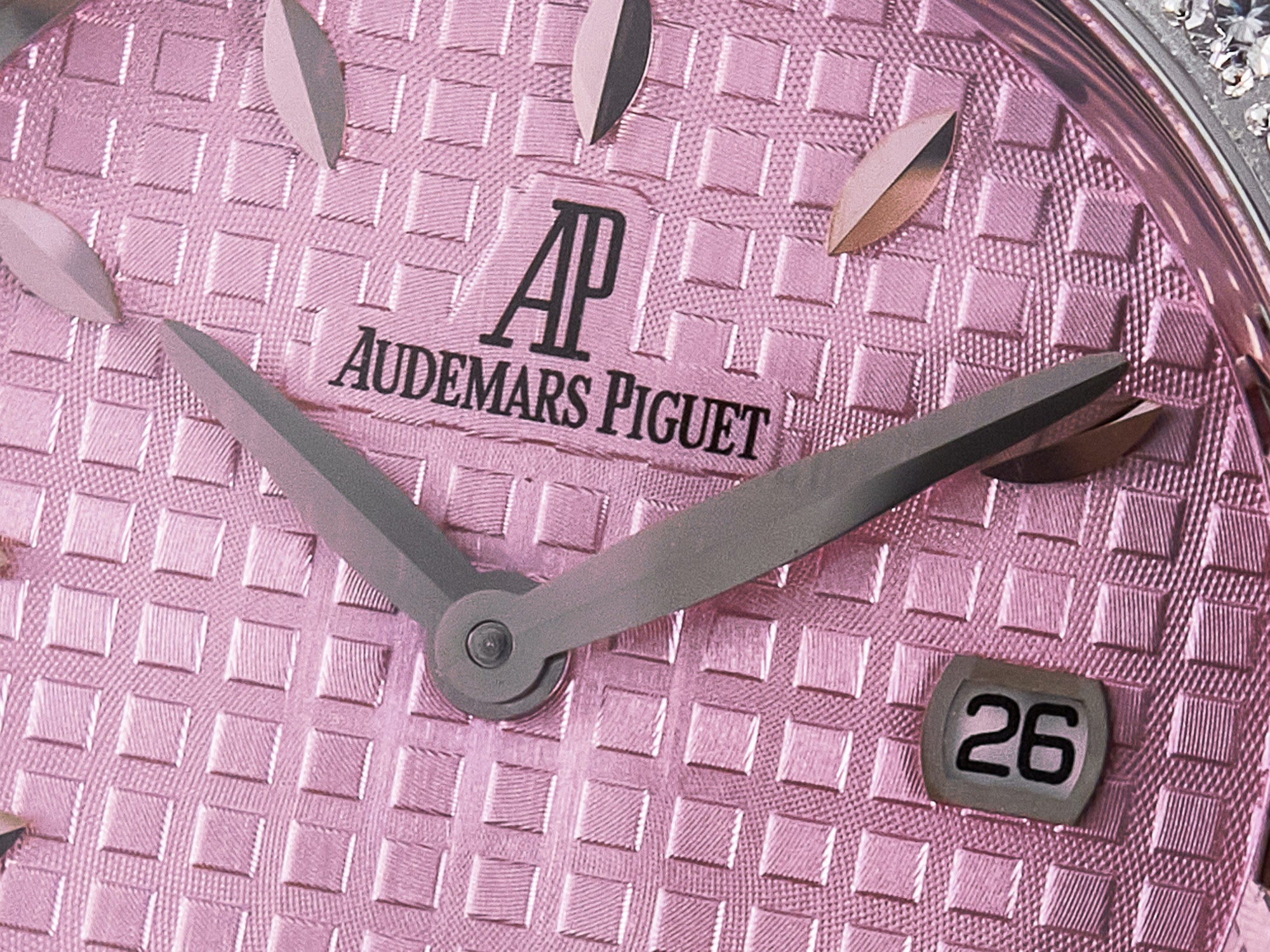 Royal Oak Offshore Ladies 33mm SS DRF Best Edition Pink Dial Diamonds Bezel on Pink Leather Strap